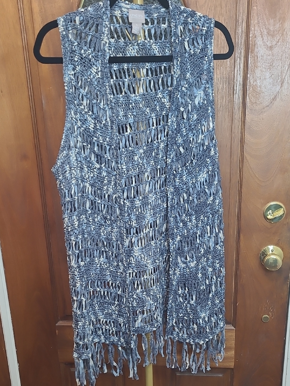 Chico's Open Front Bohemian Style Fringe Vest size 1 (Medium)